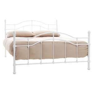 Paris Metal Double Bed In White Gloss - UK