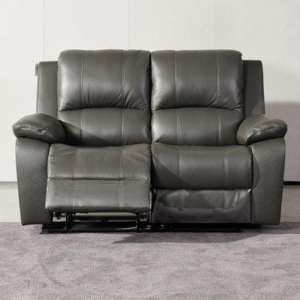 Parker Faux Leather Electric Recliner 2 Seater Sofa In Grey - UK