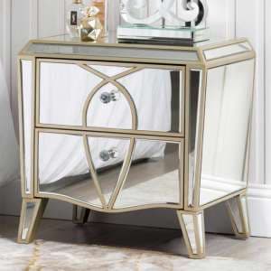 Parker Mirrored Bedside Cabinet With 2 Drawers In Champagne - UK