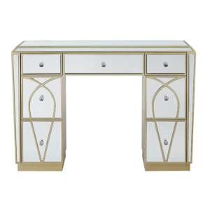 Parker Mirrored Dressing Table With 7 Drawers In Champagne