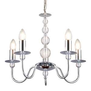 Parkstone 5 Lights Clear Glass Ceiling Pendant Light In Chrome - UK