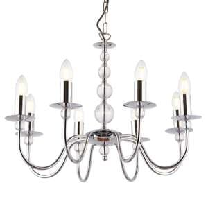 Parkstone 8 Lights Clear Glass Ceiling Pendant Light In Chrome - UK