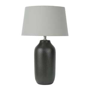 Parma Grey Linen Shade Table Lamp With Black Ceramic Base - UK