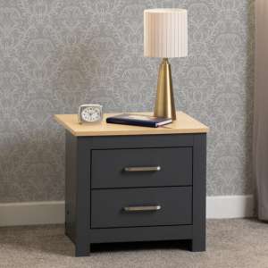 Parnu Wooden Bedside Cabinet With 2 Drawers In Grey And Oak - UK