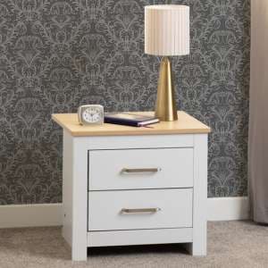 Parnu Wooden Bedside Cabinet With 2 Drawers In White And Oak - UK
