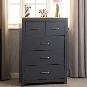 Parnu Wooden Chest Of 5 Drawers In Grey And Oak - UK