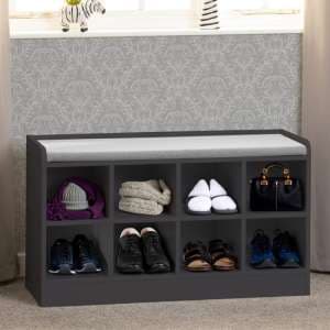 Parnu Shoe Storage Bench In Grey With Steel Fabric Seat - UK