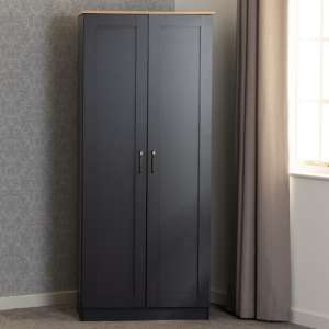Parnu Wooden Wardrobe With 2 Doors In Grey And Oak