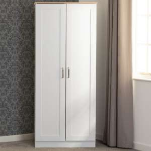 Parnu Wooden Wardrobe With 2 Doors In White And Oak