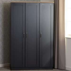 Parnu Wooden Wardrobe With 3 Doors In Grey And Oak - UK