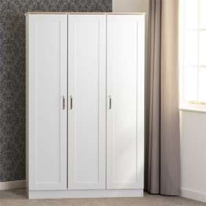 Parnu Wooden Wardrobe With 3 Doors In White And Oak - UK