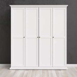 Paroya Wooden 4 Doors Wardrobe In White