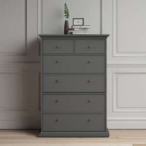 Paroya Wooden Chest Of Drawers In Matt Grey With 6 Drawers - UK