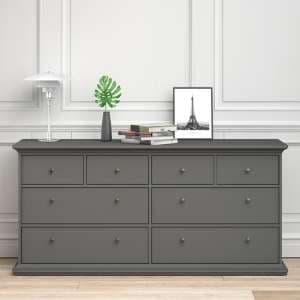 Paroya Wooden Chest Of Drawers In Matt Grey With 8 Drawers - UK