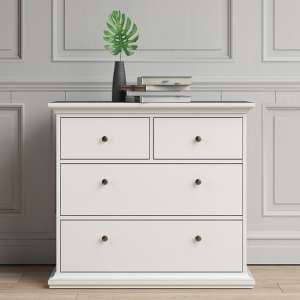 Paroya Wooden Chest Of Drawers In White With 4 Drawers - UK