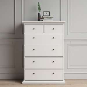 Paroya Wooden Chest Of Drawers In White With 6 Drawers - UK