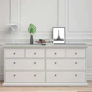 Paroya Wooden Chest Of Drawers In White With 8 Drawers - UK