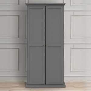 Paroya Wooden Double Door Wardrobe In Matt Grey - UK