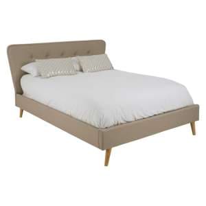 Parumleo Fabric King Size Bed In Beige - UK