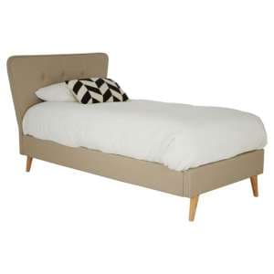 Parumleo Fabric Single Bed In Beige - UK