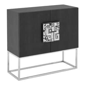 Pasico Faux Shark Skin Leather Large Storage Cabinet In Black
