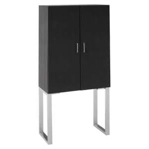 Pasico Faux Shark Skin Leather Small Storage Cabinet In Black - UK