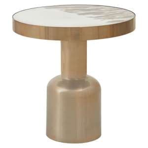 Paso Round Robust Glass Side Table With Gold Metal Base - UK