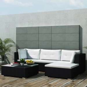 Paton Rattan 5 Piece Garden Lounge Set With Cushions In Black - UK