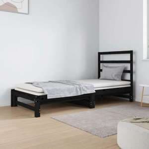 Patras Solid PIne Wood Pull-Out Day Bed In Black - UK