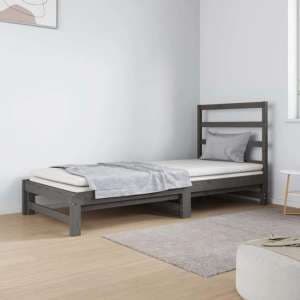 Patras Solid PIne Wood Pull-Out Day Bed In Grey - UK