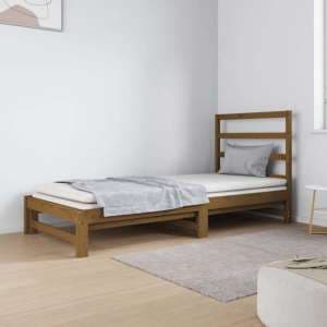 Patras Solid PIne Wood Pull-Out Day Bed In Honey Brown - UK