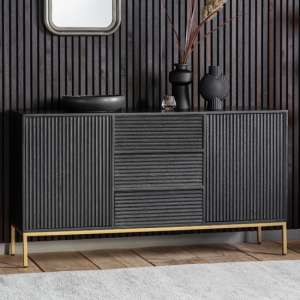 Pauls Mango Wood Sideboard With 2 Doors 3 Drawers In Black - UK