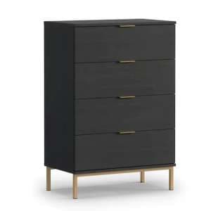 Pavia Wooden Chest Of 4 Drawers In Black Portland Ash - UK