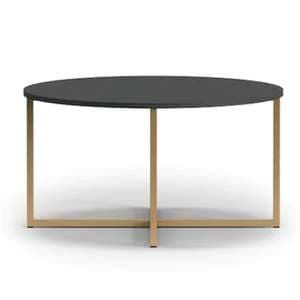Pavia Wooden Coffee Table Round Large In Black Portland Ash