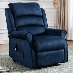 Pavia Electric Fabric Lift And Tilt Recliner Armchair In Blue - UK