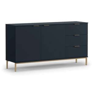 Pavia Wooden Sideboard With 2 Doors 3 Drawers In Navy - UK