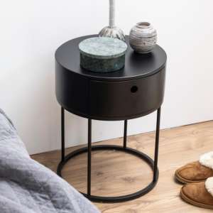 Pawtucket Wooden Bedside Cabinet With 1 Drawer In Black