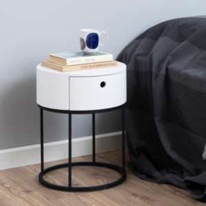 Pawtucket Wooden Bedside Cabinet With 1 Drawer In White - UK