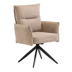 Paxton Swivel Boucle Fabric Dining Chair In Oyster - UK