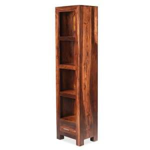 Payton Wooden Slim Bookcase In Sheesham Hardwood