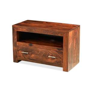 Payton Wooden TV Stand Small In Sheesham Hardwood With 1 Drawer - UK