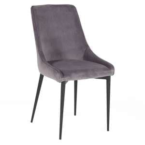 Payton Velvet Dining Chair With Metal Legs In Grey - UK