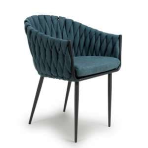 Pearl Braided Fabric Dining Chair In Blue - UK