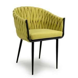 Pearl Braided Fabric Dining Chair In Yellow - UK