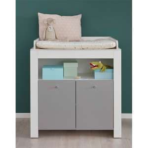 Peco Storage Cabinet With Changer Top In White And Light Grey