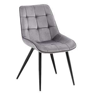 Pekato Fabric Dining Chair In Grey With Black Legs