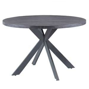 Paley Round 120cm Wooden Dining Table In Dark Grey