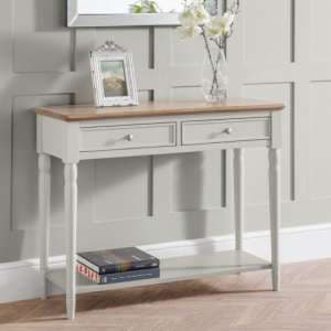 Pacari Console Table In Limed Oak And Grey With 2 Drawers - UK