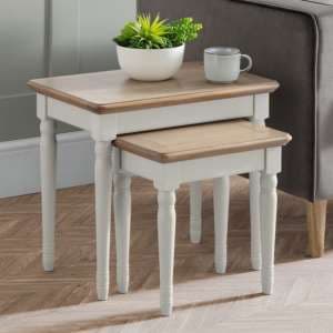 Pacari Wooden Nest Of 2 Tables In Limed Oak And Grey - UK
