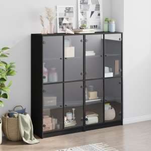 Penrith Wooden Bookcase With 16 Shelves In Black - UK